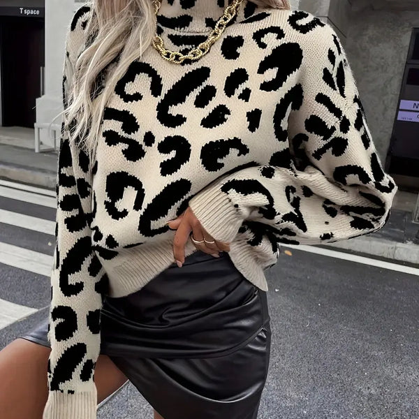 PULL LÉONA – LÉOPARD À COL ROULÉ
