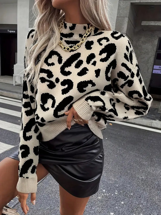 PULL LÉONA – LÉOPARD À COL ROULÉ