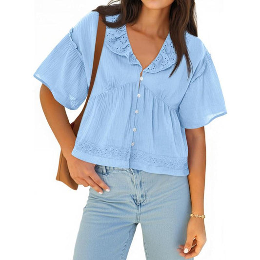 Haut péplum en broderie anglaise à col en V Cicy Bell pour femme