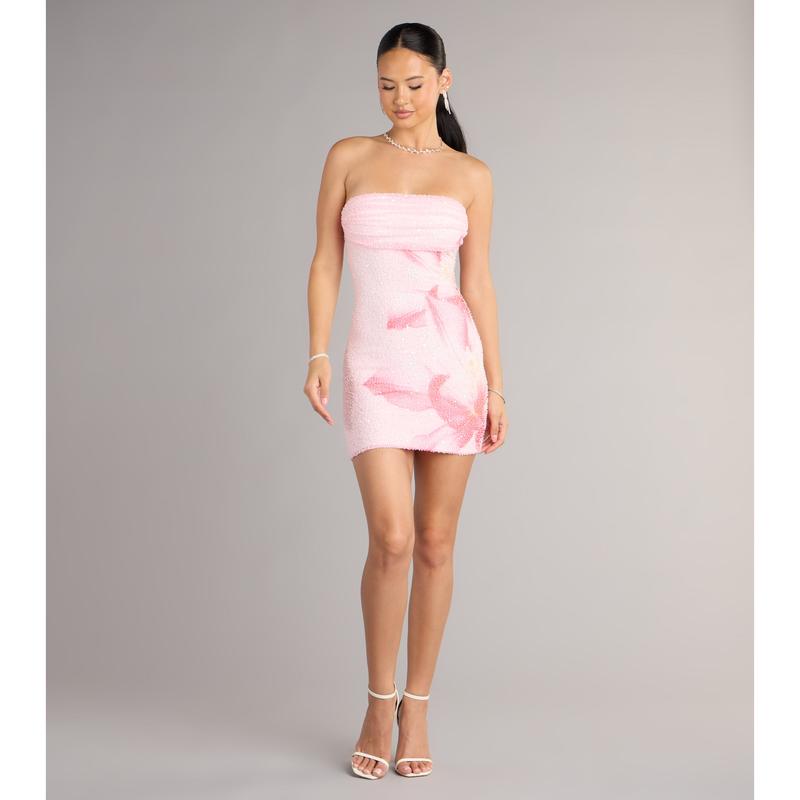 Floral Bead Mini Dress