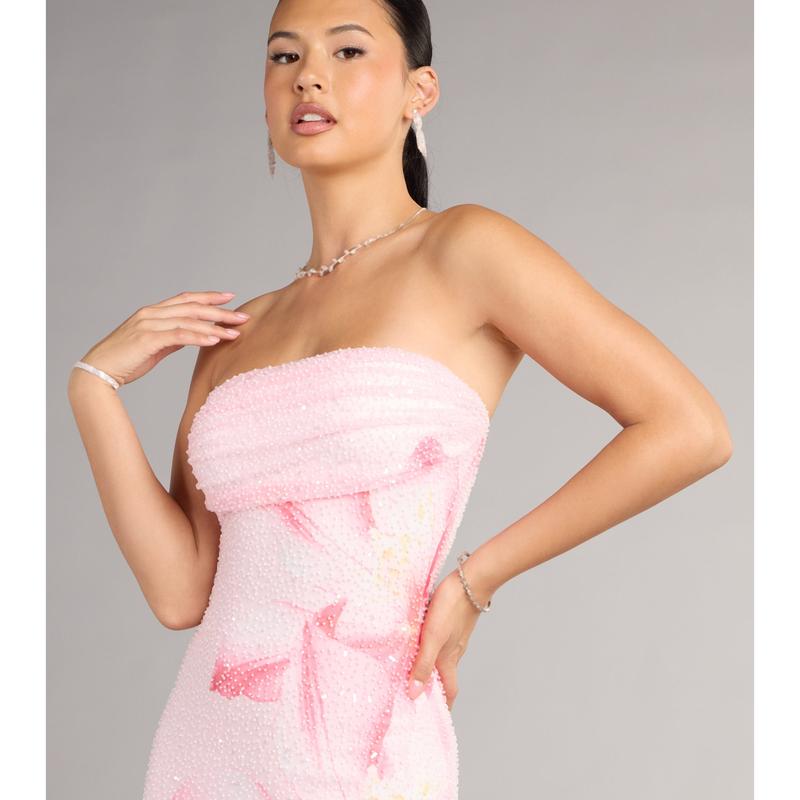 Floral Bead Mini Dress