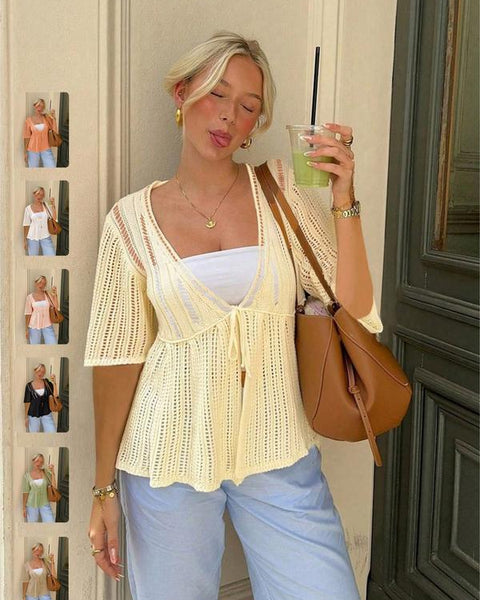 Women's Bow-Front Crochet Cardigan