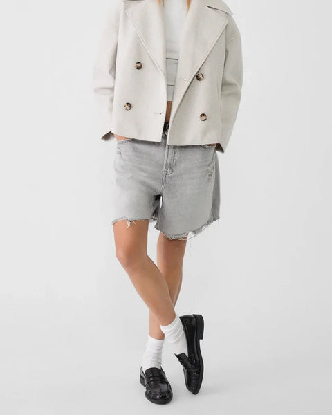 Cropped Double-Breasted Wool Jacket