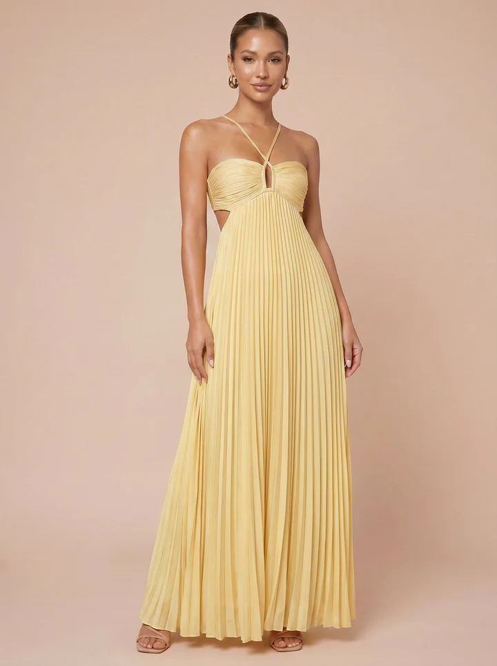 Santorini Sunset Halter Maxi Dress