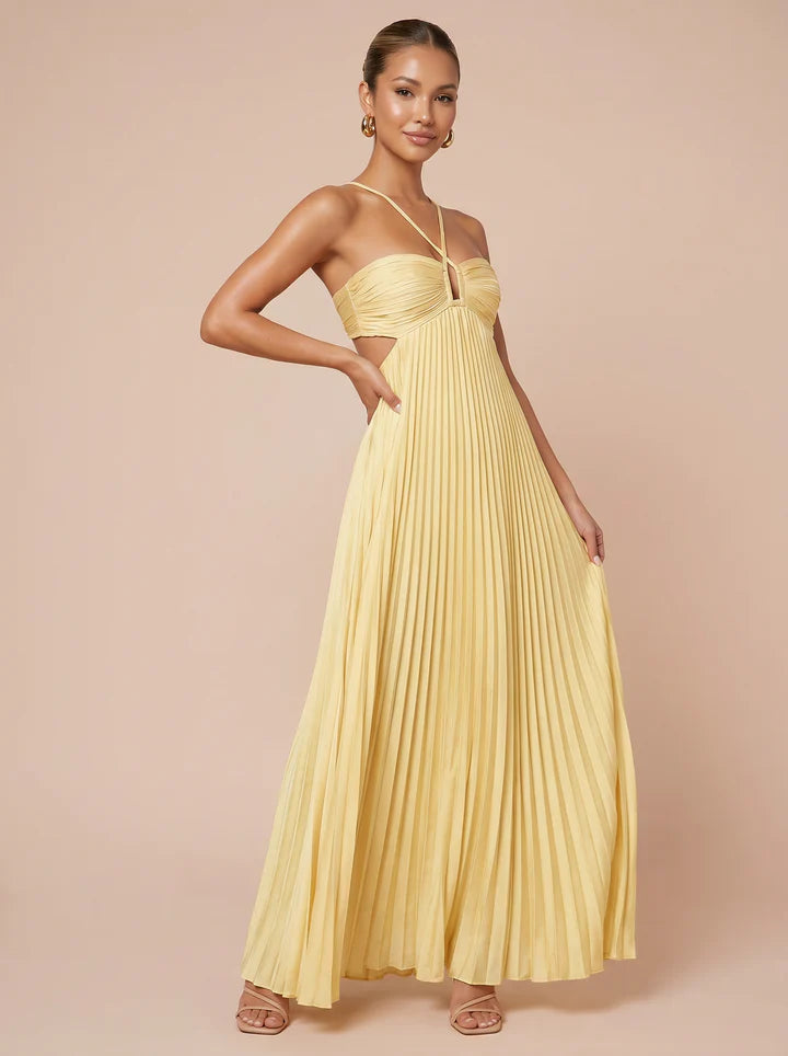 Santorini Sunset Halter Maxi Dress