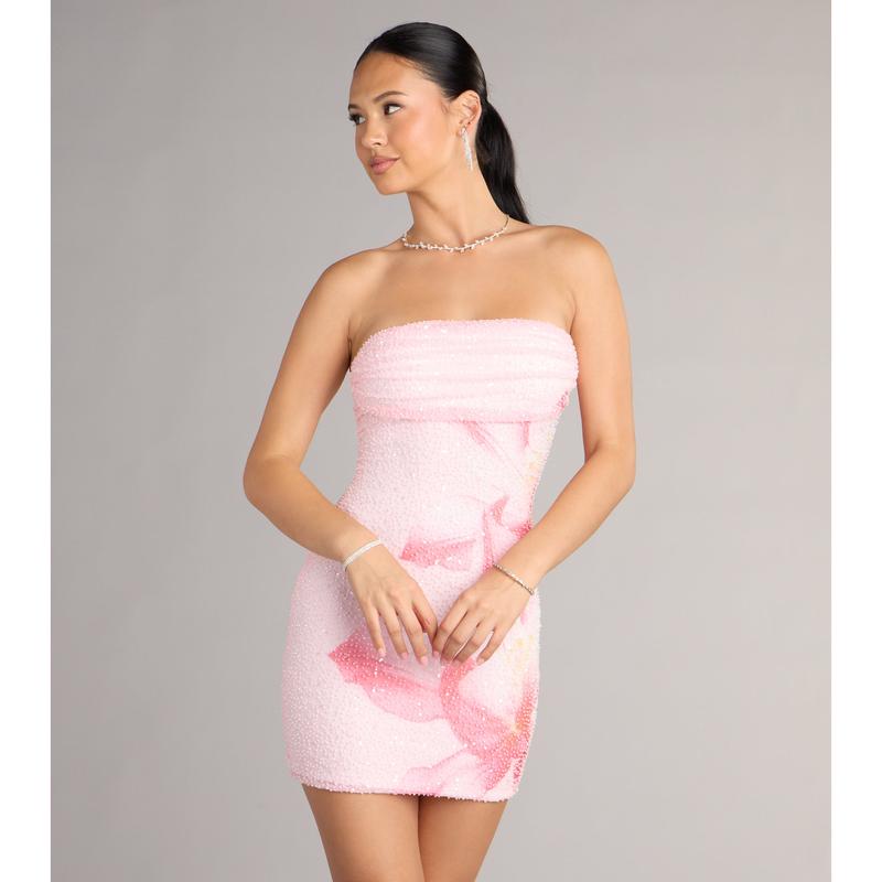 Floral Bead Mini Dress