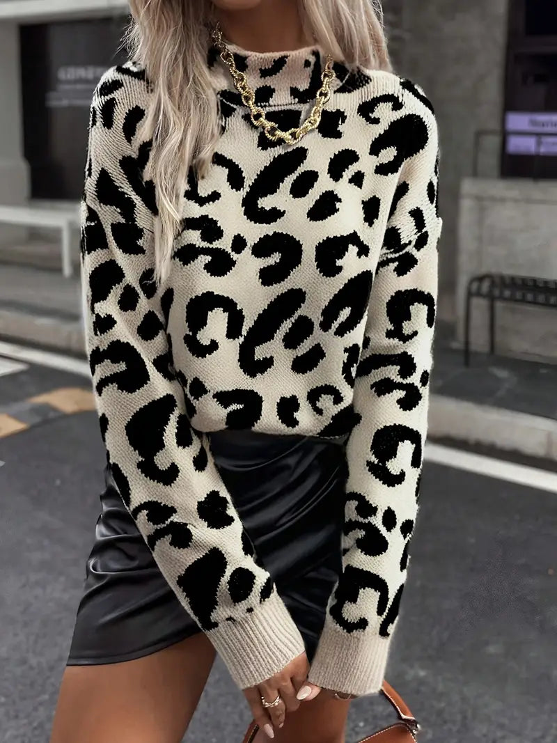 PULL LÉONA – LÉOPARD À COL ROULÉ