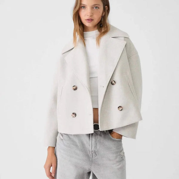 Cropped Double-Breasted Wool Jacket