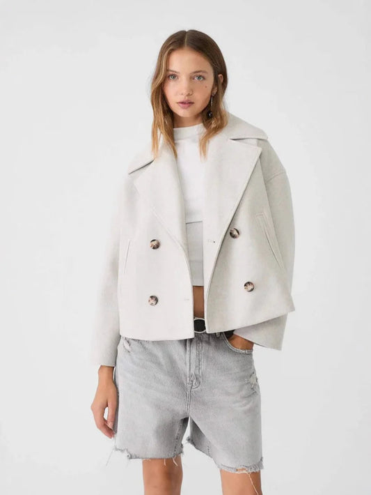 Veste courte en laine à double boutonnage