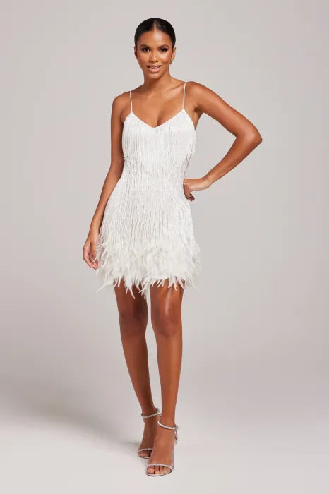 Robe à franges en plumes